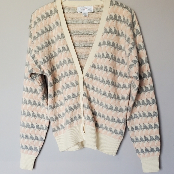 Vintage Lambswool Angora Blend Cardigan Button Down Sweater L - Picture 7 of 7